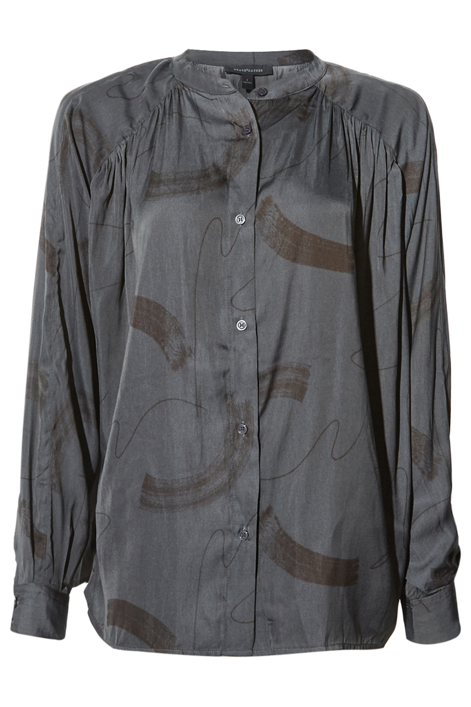 Stroke Print Satin Shirt