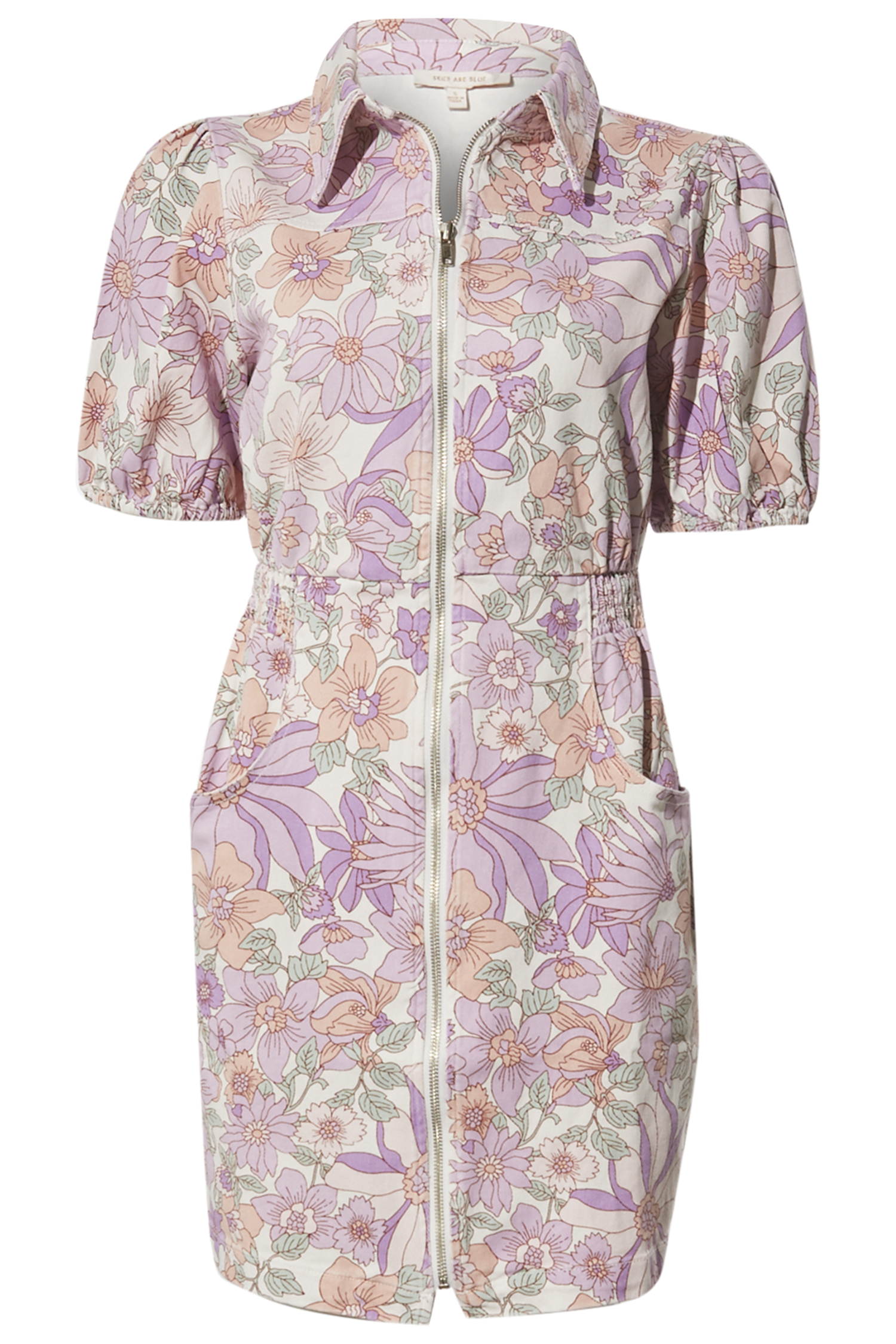 Zip Front Floral Print Dress