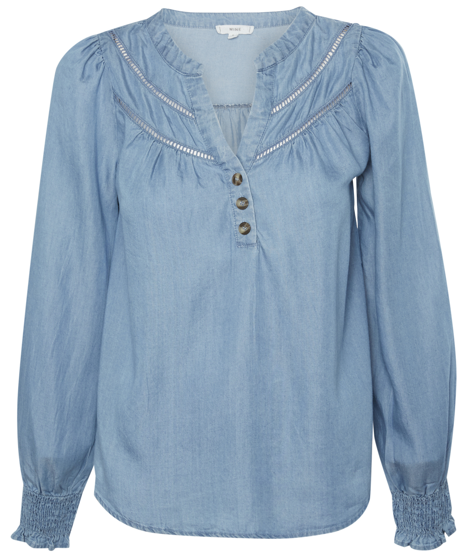 Chambray Split Neck Top