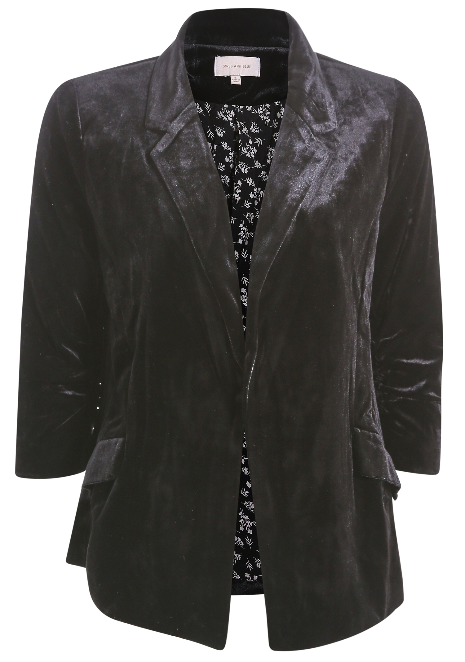 Ruched Sleeve Velvet Blazer