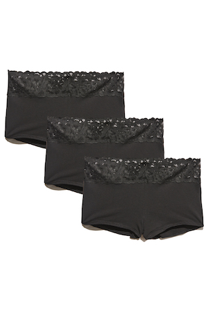 Leondra Cotton Pack Shortie Black