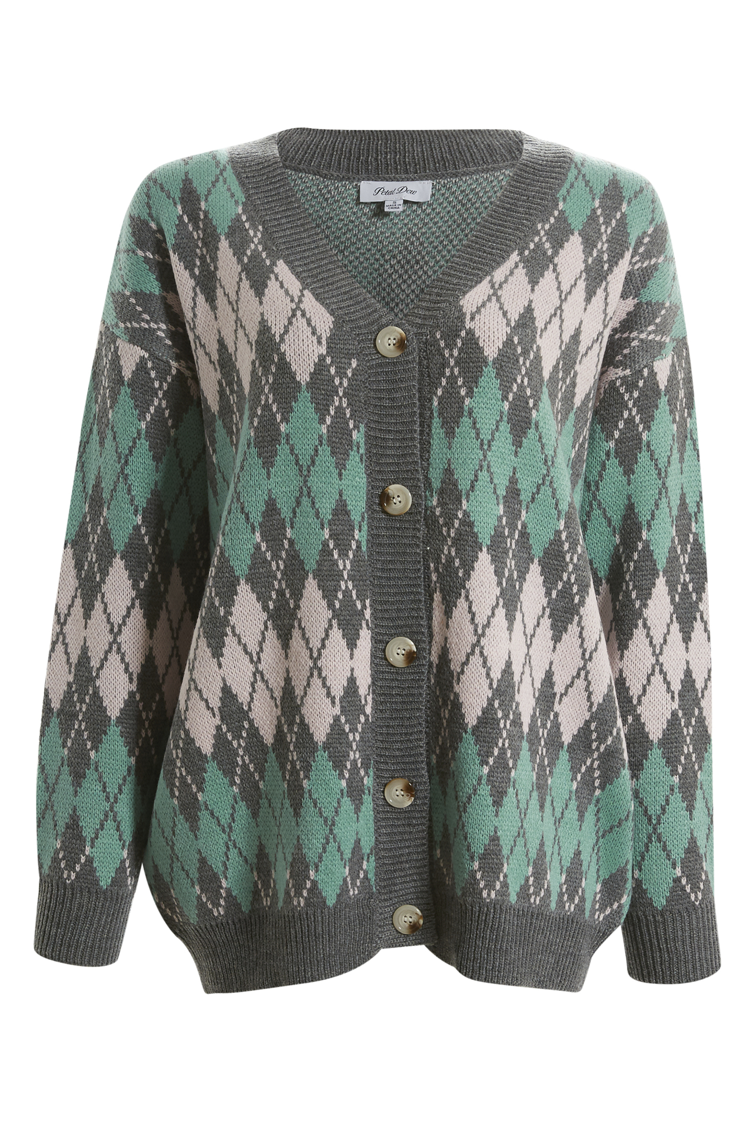 Argyle Pattern Button Front Cardigan