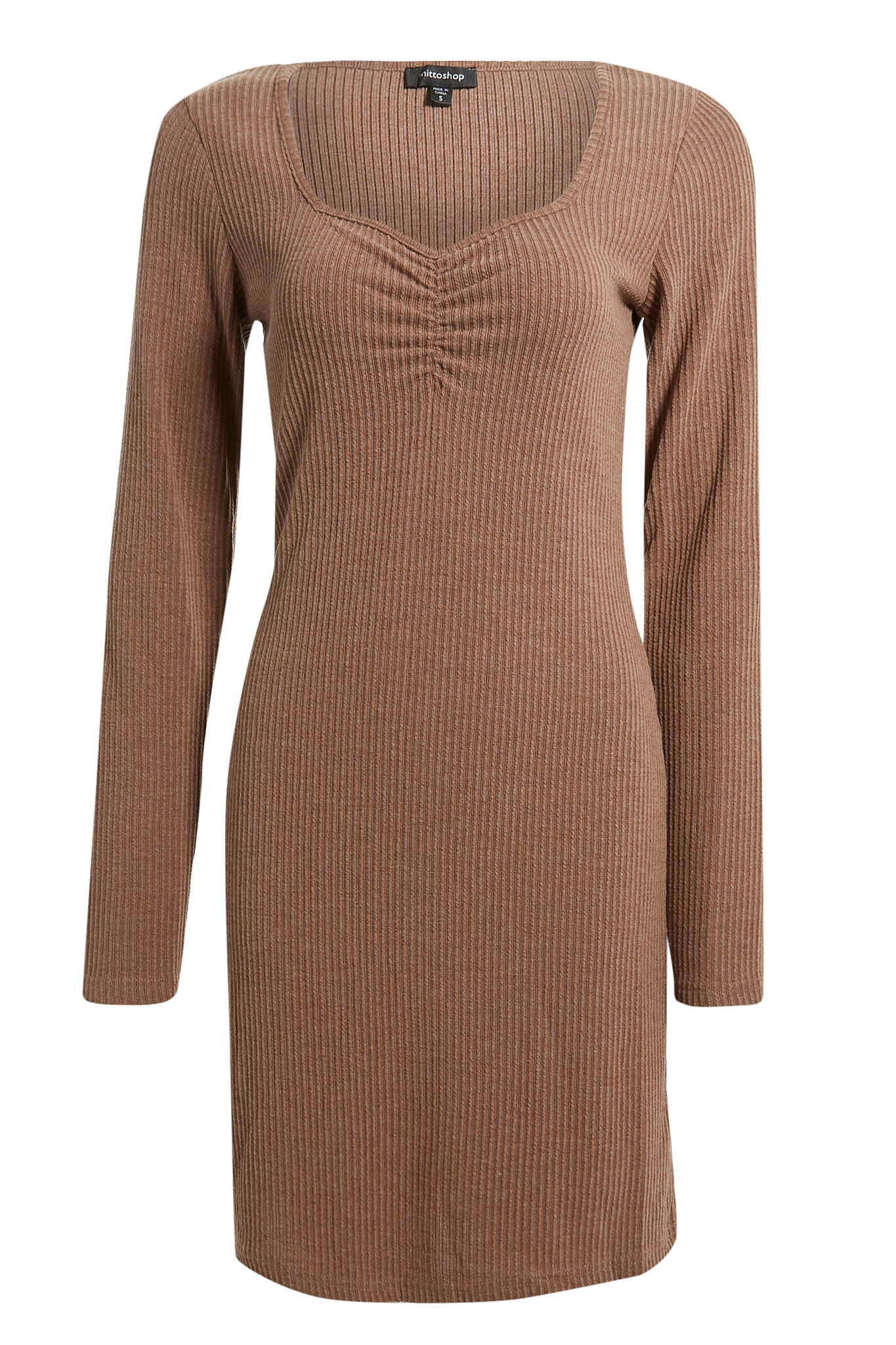 Sweetheart Neckline Ribbed Dress