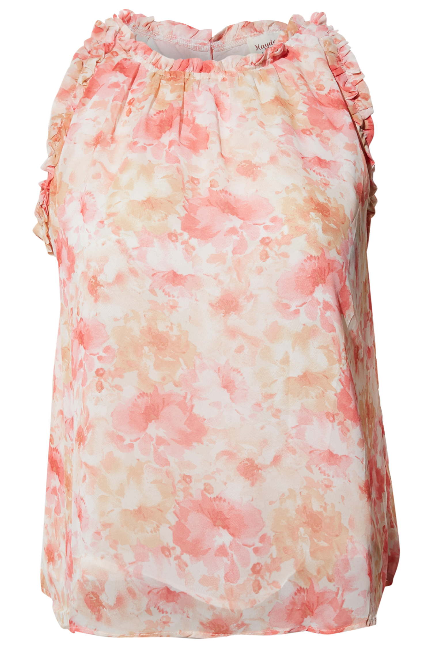 Ruffle Trimmed Floral Chiffon Tank