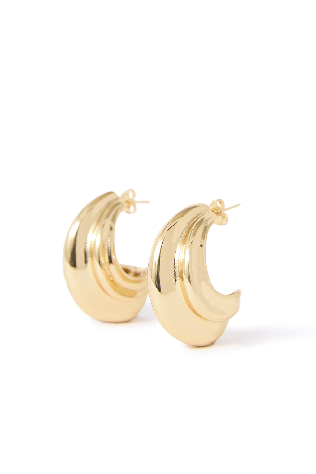 Sculpted gold wave hoops