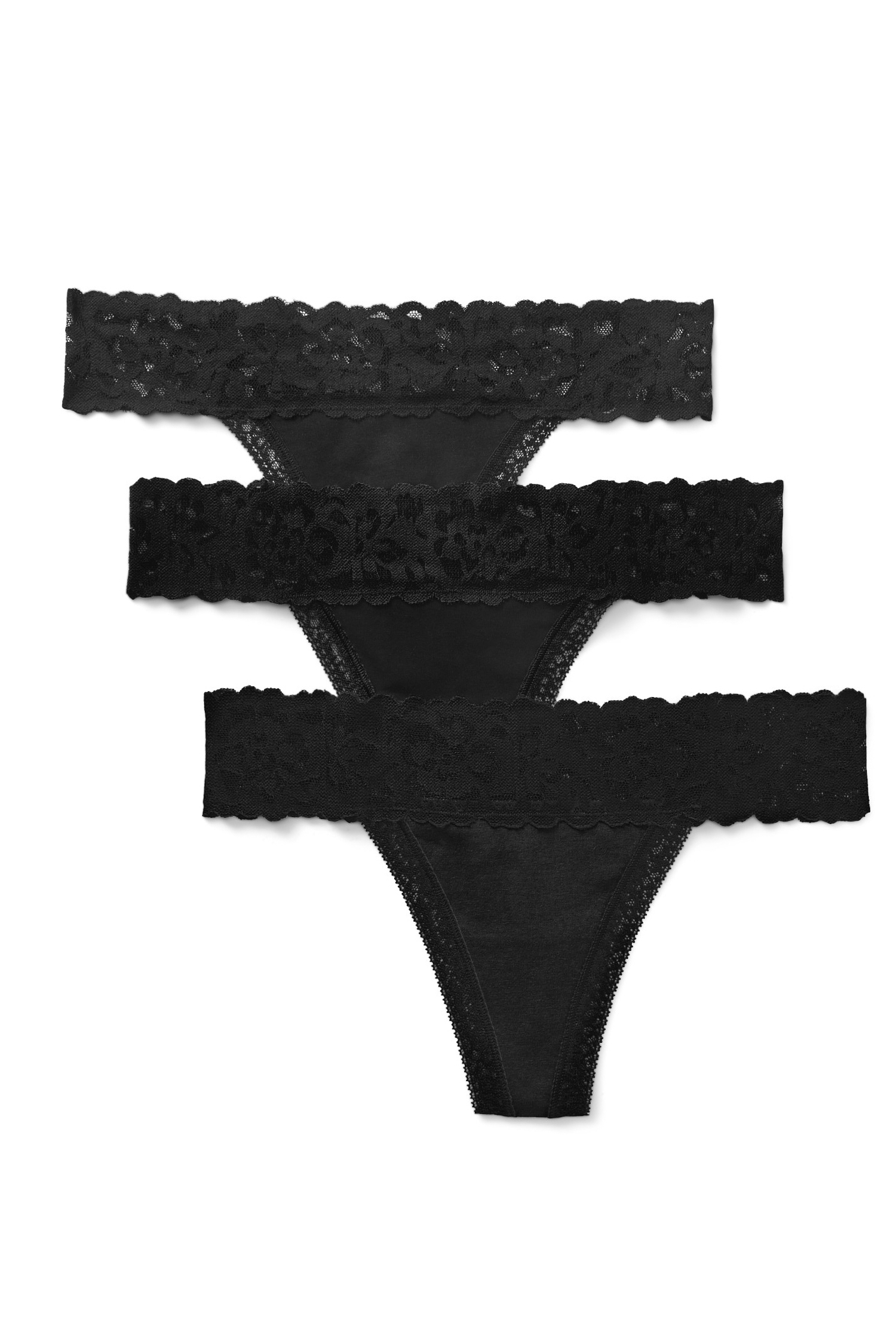 Kourtney Cotton Pack Thong Black