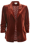 Ruched Sleeve Velvet Blazer